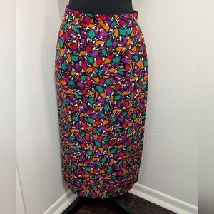 VTG 80s 90s Oleg Cassini Boutique Maximalist Garden Preppy Floral Chic Skirt 12